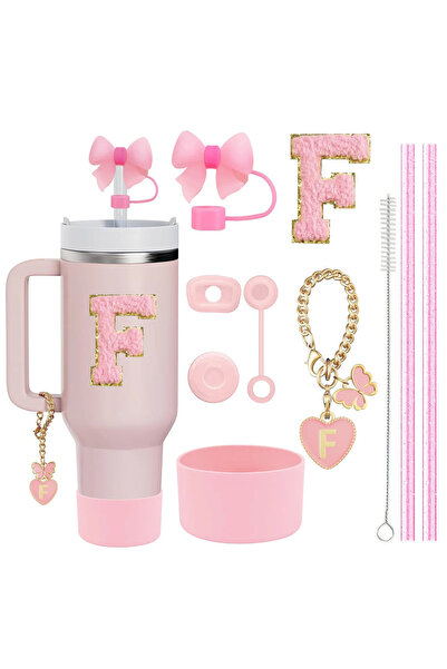 Choice22 F-Letter-Pink-10pcs 10PCS Accessories Set for Stanley Cup, 2 Straw a...