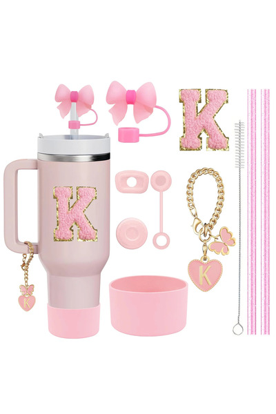 Choice19 K-Letter-Pink-10pcs 10PCS Accessories Set for Stanley Cup, 2 Straw a...