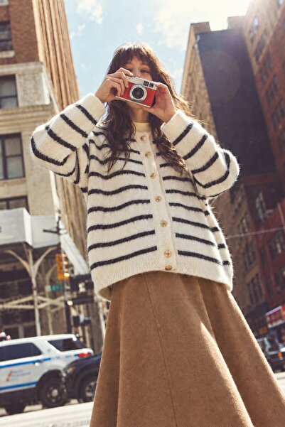 Touché Privé Bearded Striped Tricot Cardigan