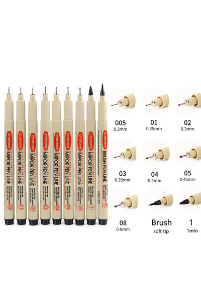 Choice 9 pcs set Manga Markers Needle Pen Art Hand-painted Hook Line Pen Sket...