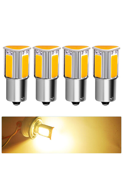 Choice3 4 مصابيح LED صفراء BA15S، 4 مصابيح LED BA15S BAY15D لضوء الفرامل والر...