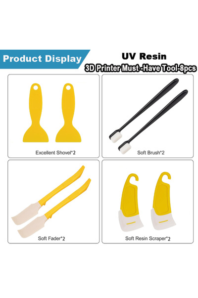 Choice 8cps UV Tools 8pcs UV Resin 3D Printer Must-Have Tools, Scrapers, Sili...