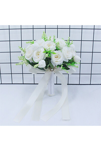 Choice WHITE Bridal Bridesmaid Wedding Bouquet White Silk Flowers Roses Handm...