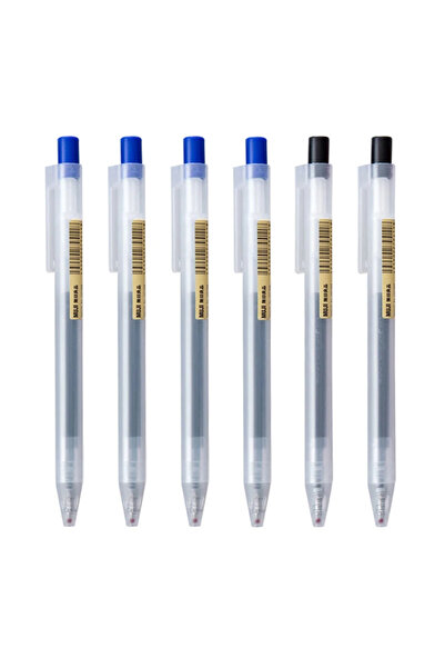 Choice29 0.5mm 6 pcs D 0.5mm Press Gel Pen Blue/Black/Dark Blue/red Ink MUJIs...