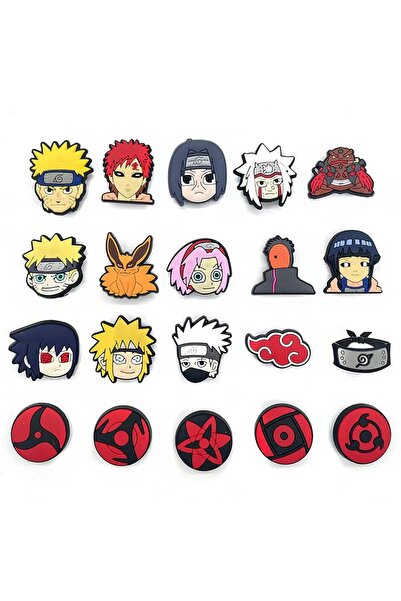 BANDAI 20 قطعة من زخارف الأحذية الكرتونية بتصميم ناروتو، إكسسوارات زهور للأحذ...