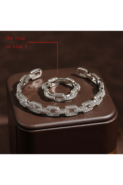 Choice Sliver Color S63 ZAKOL New Geometric Buling AAA Zirconia Ring Bangle S...