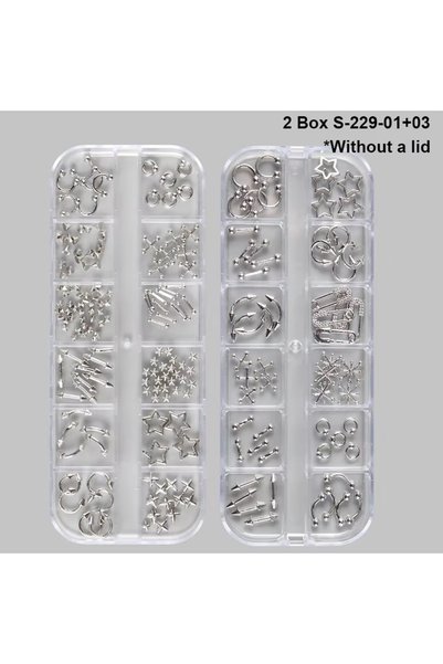 Choice3 2box S-229(01-03) 12 Grids Goth Punk Nail Charms Studs Y2K Piercing D...