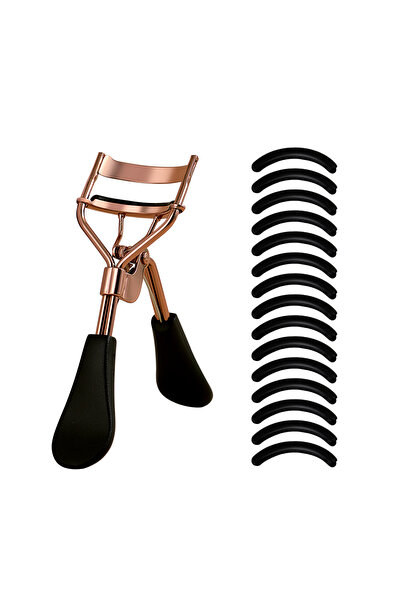 Choice Black and Gold Portable Eyelash Curler with 15 Silicone Pads and Stain...