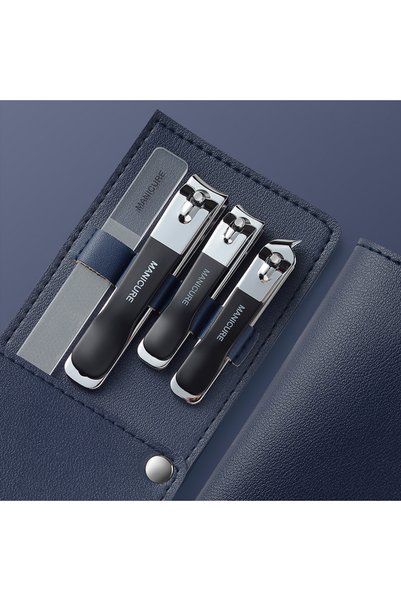 Choice3 Black New Nail Clippers Set 4 PCs with Rotating Leather Bag Professio...