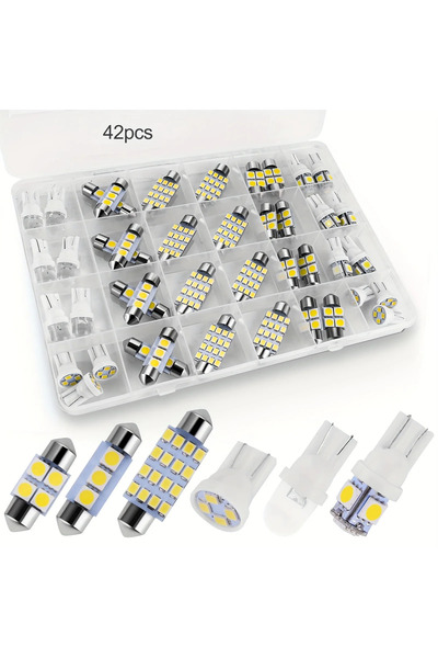 Choice طقم 42 قطعة من مصابيح LED T10 5050 للسيارة، إضاءة داخلية وصندوق الأمتع...
