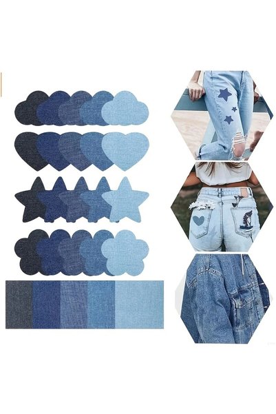 Choice blue 25pcs DIY mini flower square pudding, designed for ironing denim ...