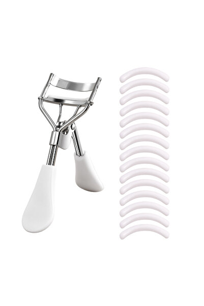 Choice White Portable Eyelash Curler with 15 Silicone Pads and Stainless Stee...