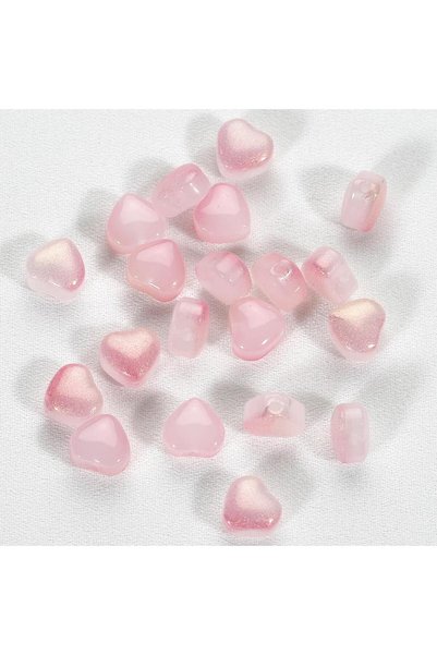 choice2 خرز زجاجي ملون على شكل قلب من Pink2، 20 قطعة، خرز فاصل أورورا للقلائد...