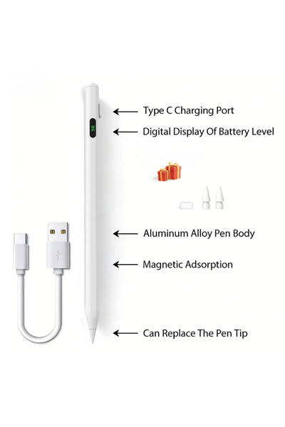 Choice5 ZP9-AS-white-NEW Stylus Pen for Pencil LED Power Indicators Palm Reje...