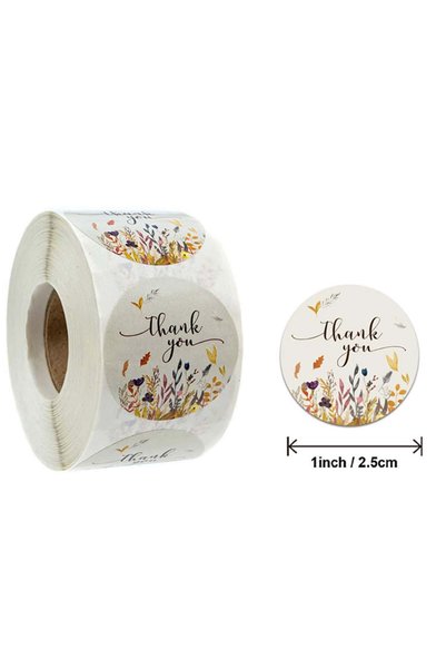 Choice H0399-1inch 500 قطعة ملصقات شكرًا لك بتصميم زهور مقاس 1 بوصة، موصى بها...