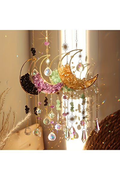 Choice4 1pc purple 1/4pcs Moon Shaped Crystal Sun Catcher, Car Pendant, Magic...