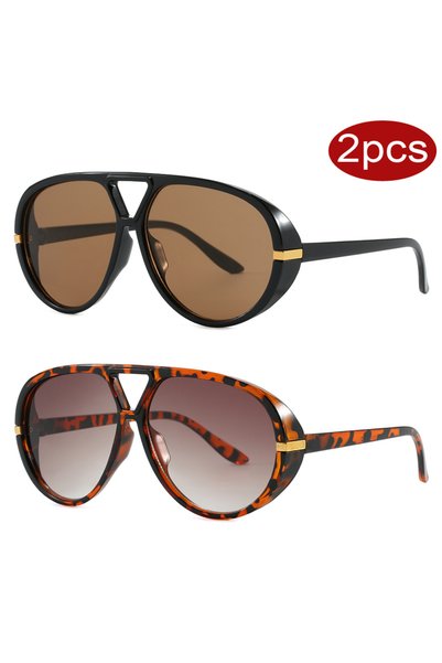 Choice3 2pcs z04 Hiking 2pcs Oversized Pilot Oval Frame Anti Light Glasses Wo...