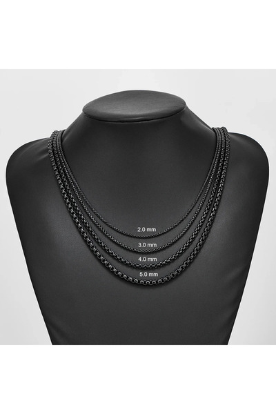 Choice 3.0MM Black 55cm 22inch 2mm/3mm/4mm/5mm Black Box Link Chain Necklace ...