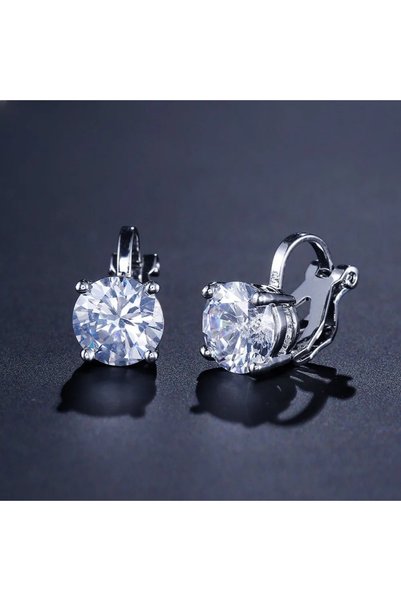Choice E10314-05 Trendy Round Cubic Zirconia Copper Clip Earrings For Women G...