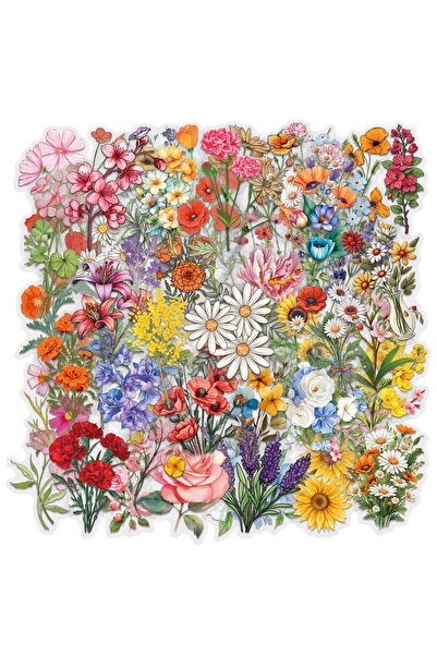Choice 60PCS 60PCS Ink Wash Flower Sticker Pack Waterproof Transparent PET Jo...