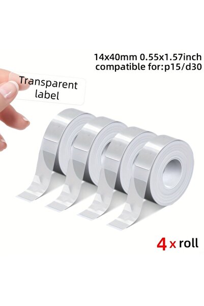 Choice 4pic 1/4 Rolls 14x40mm Transparent Thermal Label Paper Compatible with...