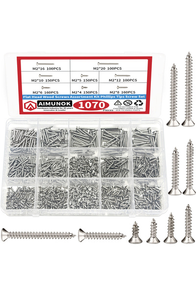 Choice مجموعة متنوعة من مسامير التنصت الذاتية M2 - 1070 قطعة، 1070 قطعة، مسام...
