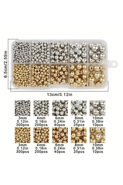 Choice silver 950PCS CCB 3/4/6/8/10MM Gold Silver Spacer Round Loose Beads DI...