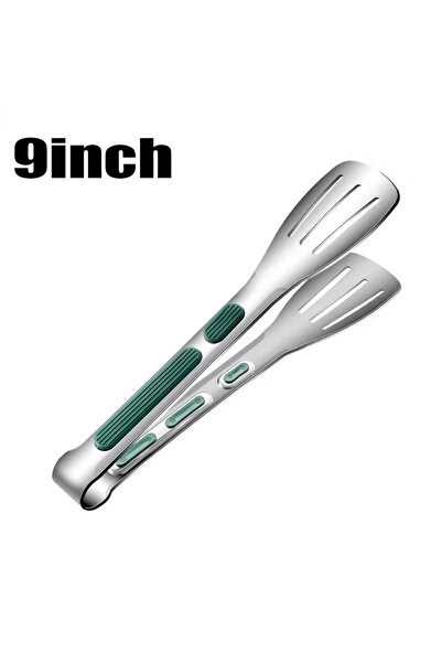 Choice 1pc 9inch 1pc Non Slip Stainless Steel Food Tongs Meat Salad Bread Cli...