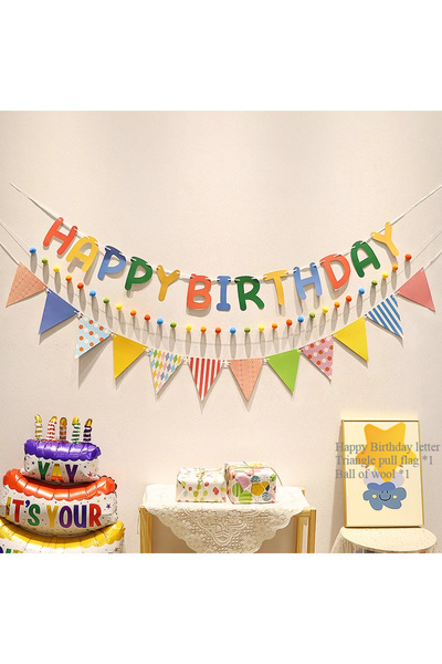 Choice A Happy Birthday Hairball Pull Flag Set Decorative Holiday Decor For A...