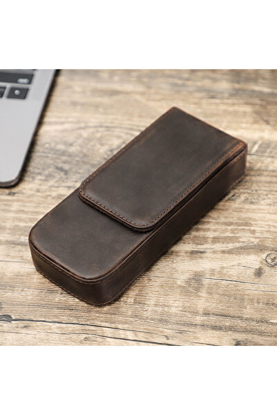 Choice coffee Luxury Genuine Leather 3 Slots Pen Case With Removable Pen Tray...