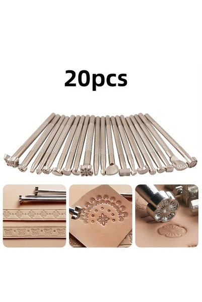 Choice 20pcs 20 PCS Leather Stamping Tools,Different Shape Saddle Making Stam...