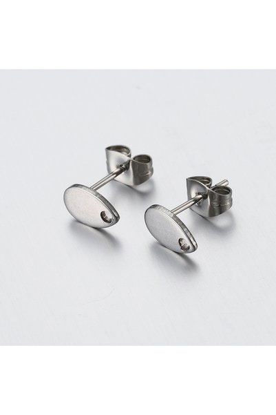 Choice Steel 10pcs Stainless Steel Round Ear Studs for Earrings Base Jewelry ...