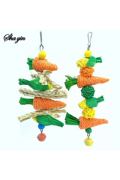 Choice 1PC Random Color Small pet chewing toy hamster rabbit hand woven carro...