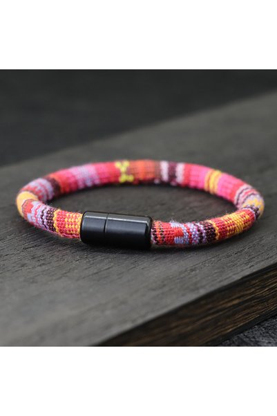Choice yellowred Bohemian Bracelet Tissu Men Magentic Lucky Fabric Braslet Mi...