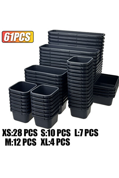 Choice 61PCS 61/45/34/24/9PCS Desk Drawer Organizers 5 Size Interlocking Shal...