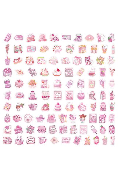 Choice 103PCS 103Pcs Pink Snacks Stickers Cute Food Theme Decorative Decals A...