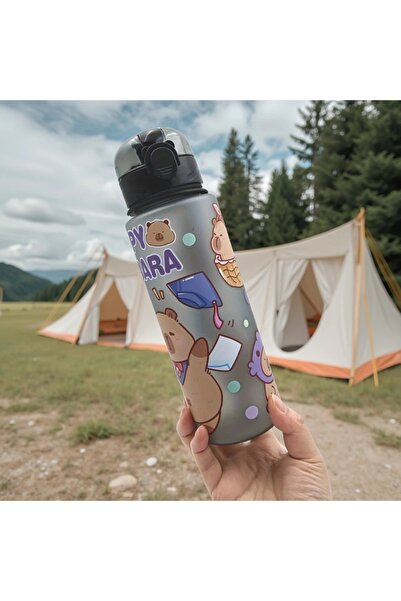 Choice Black 750ml Cute Cartoon Capybara Water Bottle Leakproof Plastic Straw...