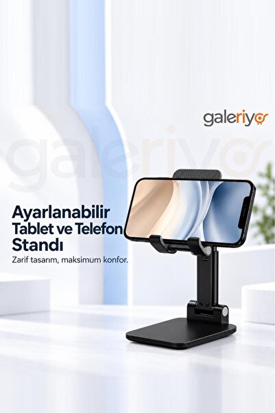 Galeriyo Katlanabilir Ayarlanabilir Tablet ve Telefon Standı Siyah