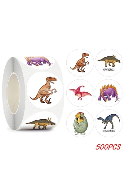Choice H0219-500pcs 100-500pcs 1'' Round Dinosaur Stickers for Teacher Reward...
