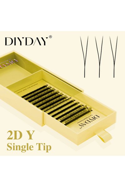 Choice17 8-15Mix 0.10mm C DIYDAY Single Tip 2D Y Eyelash Extension Soft Mink ...