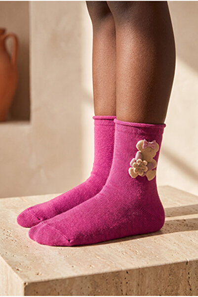 Katia&Bony Girl's Teddy Accessory Elasticless Modal Socks Purple