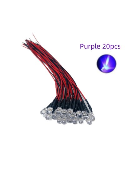 choice2 5MM Purple 20pcs 20pcs 5mm Round led diode DC5V-12V Pre-Wired Water C...