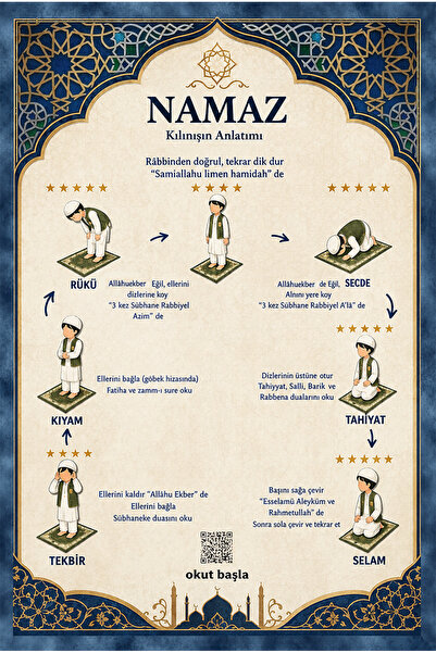 Evim Concept Namaz Öğreten Seccade QR Kodlu Sesli Seccade Kaymaz Yumuşak Seccade Namazlık 70x120