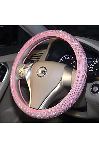 Choice 1 pc pink 1 pc Car steering wheel cover pink full diamond inlaid diamo...