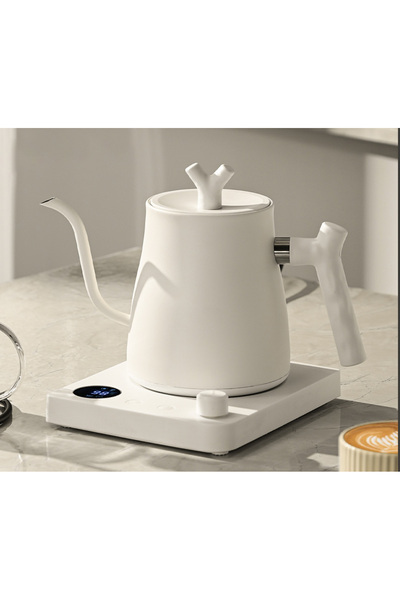 Choice EU White 1000W Electric Gooseneck Kettle 1000ml 304 Stainless Steel Co...