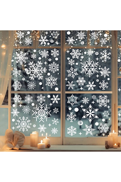 Choice WHITE 137 Christmas Snowflake Window Flowers - PVC Electrostatic Stick...