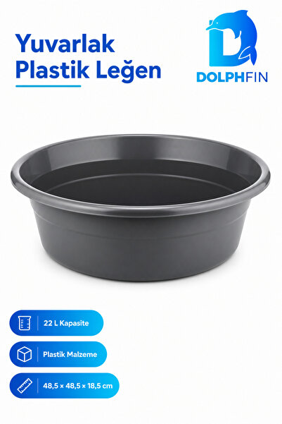 DolphFin Yuvarlak Plastik Leğen 22 L Moblen Badya Ev ve Banyo Temizliği
