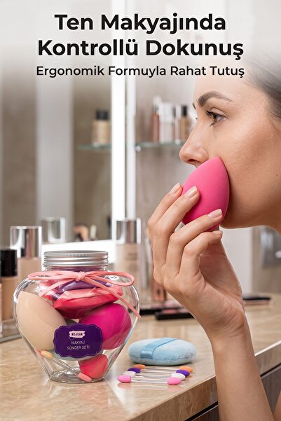 MUJGAN 1Farklı Formlu Makyaj Süngeri ve Puff Seti