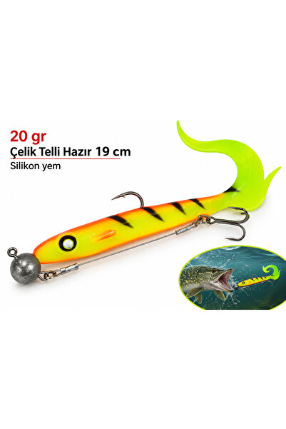 sr sazanrig Shock Tail 19 cm 6 No.20 Gr Çelik Telli Zokalı Silikon Yem 38 GR