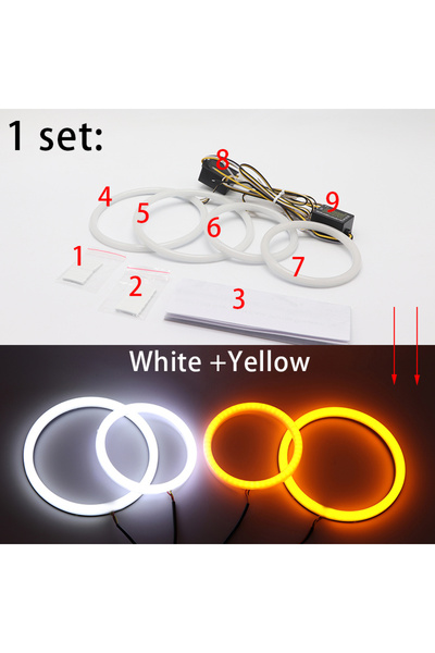 Choice طقم إضاءة LED أبيض وأصفر مزدوج من القطن مع حلقات إضاءة جانبية لسيارات ...